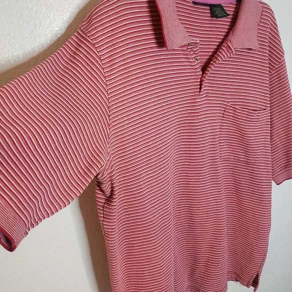 Scandia Woods Short Sleeve Pocket Polo Shirt Mens XLT Tall Red White Striped - Picture 3 of 7
